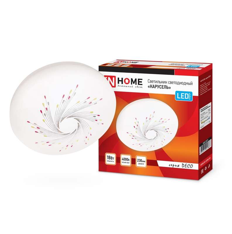 Рекомендуем купить Светильник светодиодный DECO 18Вт 230В 4000К 1170лм 230мм КАРУСЕЛЬ IN HOME 4690612021867