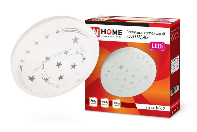 Рекомендуем купить Светильник светодиодный DECO СОЗВЕЗДИЕ 24Вт 230В 6500К 1560лм 300мм IN HOME 4690612025131