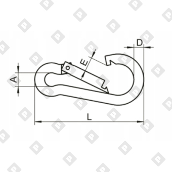 Карабин пожарный с фиксатором ART 814594 (DIN 5299D) 5x50, нерж.сталь А4 - №2