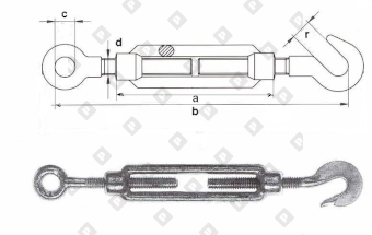 Талреп DIN 1480 М12 крюк-кольцо, оц. сталь - №2