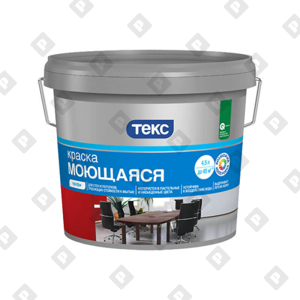 Краска в/д моющаяся Текс Профи А супербелая (4,5 л) - №1