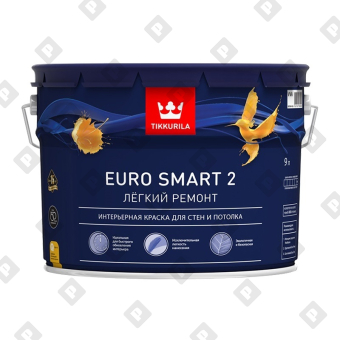 Краска в/д для стен и потолков Tikkurila EURO SMART 2 база A (9 л) - №1