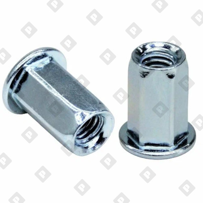 Заклепка М8x17.5 шестигранная с внутренней резьбой и цилиндрическим бортом, оц. сталь - №1