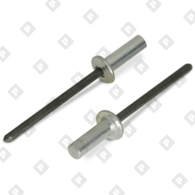 Заклепка вытяжная закрытая 3,2x12,5 со стандартным бортом, алюминий / фосфат. сталь - №1