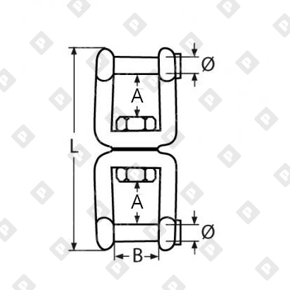 Вертлюг АРТ 8535 вилка-вилка со штифтом с внутренним шестигранником  16мм, нерж. сталь А4 - №3