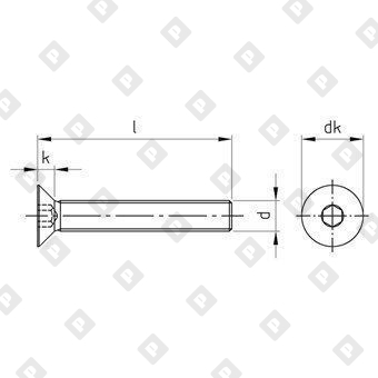 Винт ISO 10642 (DIN 7991) M24x130 с потайной головкой и внутренним шестигранником, нерж. сталь А4 - №3