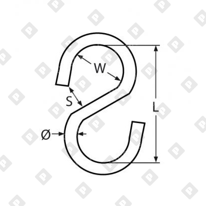 Крючок S-образный 10мм симметричный ART 814070, нерж.сталь А2 - №2